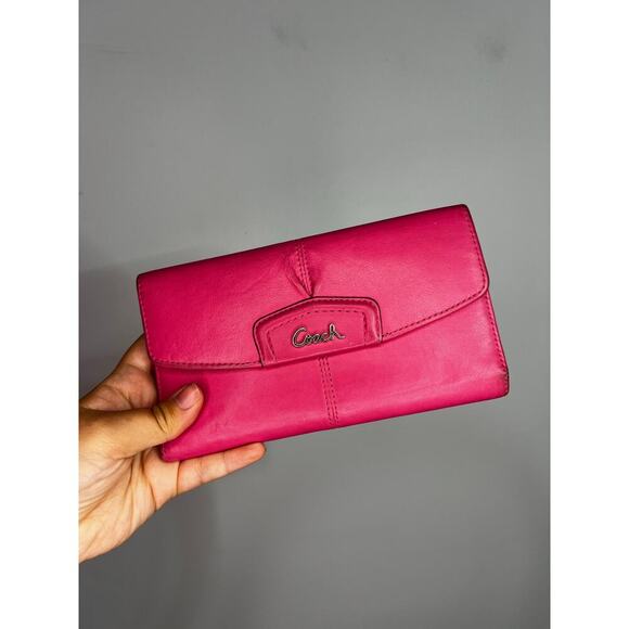Y2K Coach Hot Pink Ashley TriFold Pleated Wallet - Picture 1 of 6